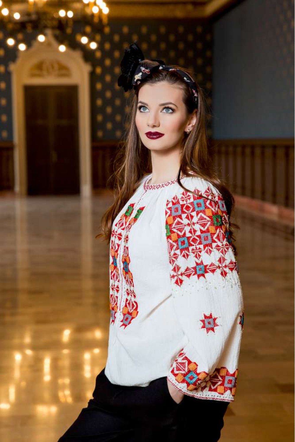 ️ Beads Romanian Traditional Blouse - Red ️
